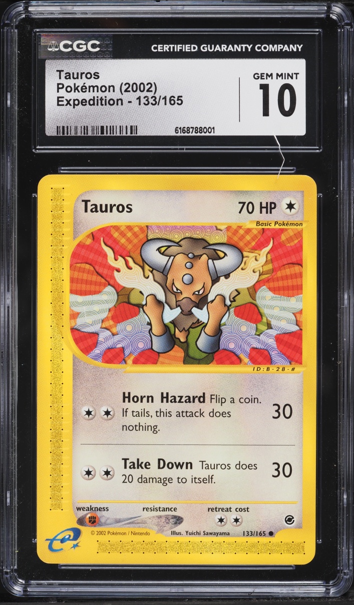 2002 Pokemon Expedition Tauros #133 CGC 10 GEM MINT