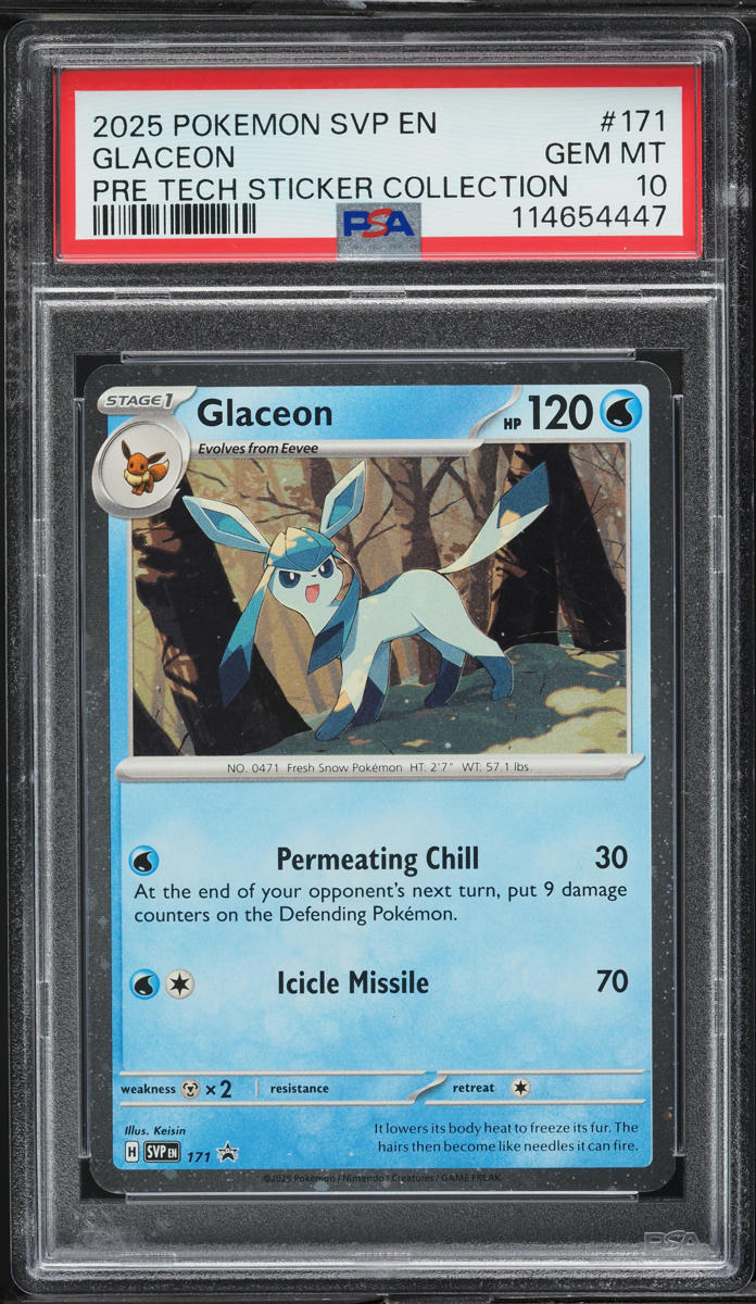 2025 Pokemon SV Black Star Promo Tech Sticker Collection Glaceon #171 PSA 10 GEM