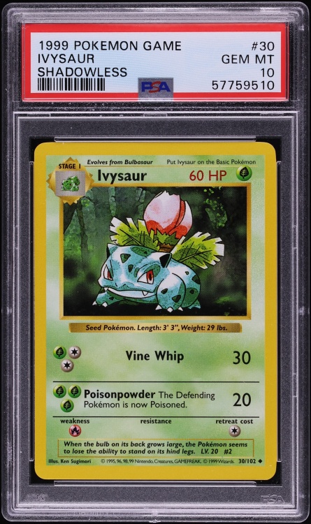 1999 Pokemon Base Set Shadowless Ivysaur #30 PSA 10 GEM MINT
