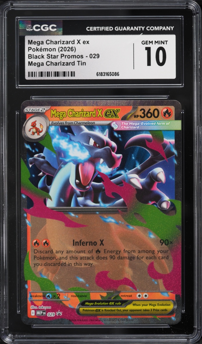 2026 Pokemon Mega Evolution Promo Tin Mega Charizard X Ex #29 CGC 10 Gem Mint