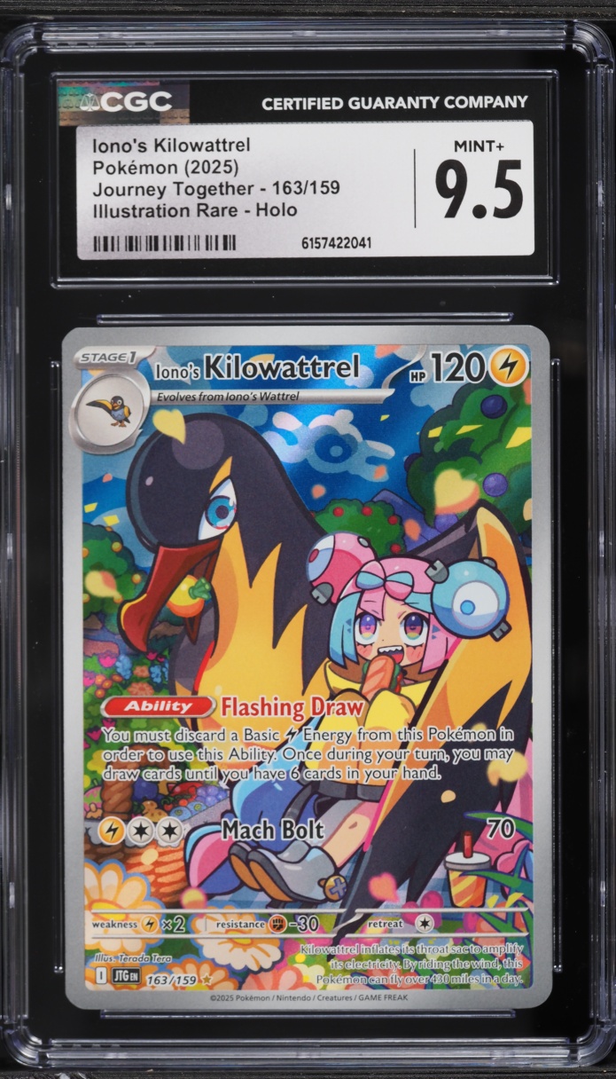 2025 Pokemon Scarlet & Violet Journey Together IR Iono's Kilowattrel #163 CGC 9.5 MINT+
