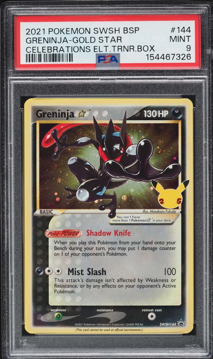2021 Pokemon SWSH Black Star Promo Celebrations Holo Greninja Gold Star #SWSH144 PSA 9 MINT