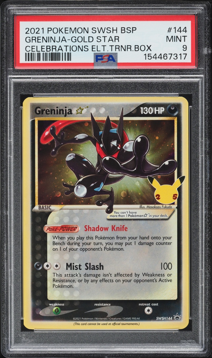 2021 Pokemon SWSH Black Star Promo Celebrations Holo Greninja Gold Star #SWSH144 PSA 9 MINT