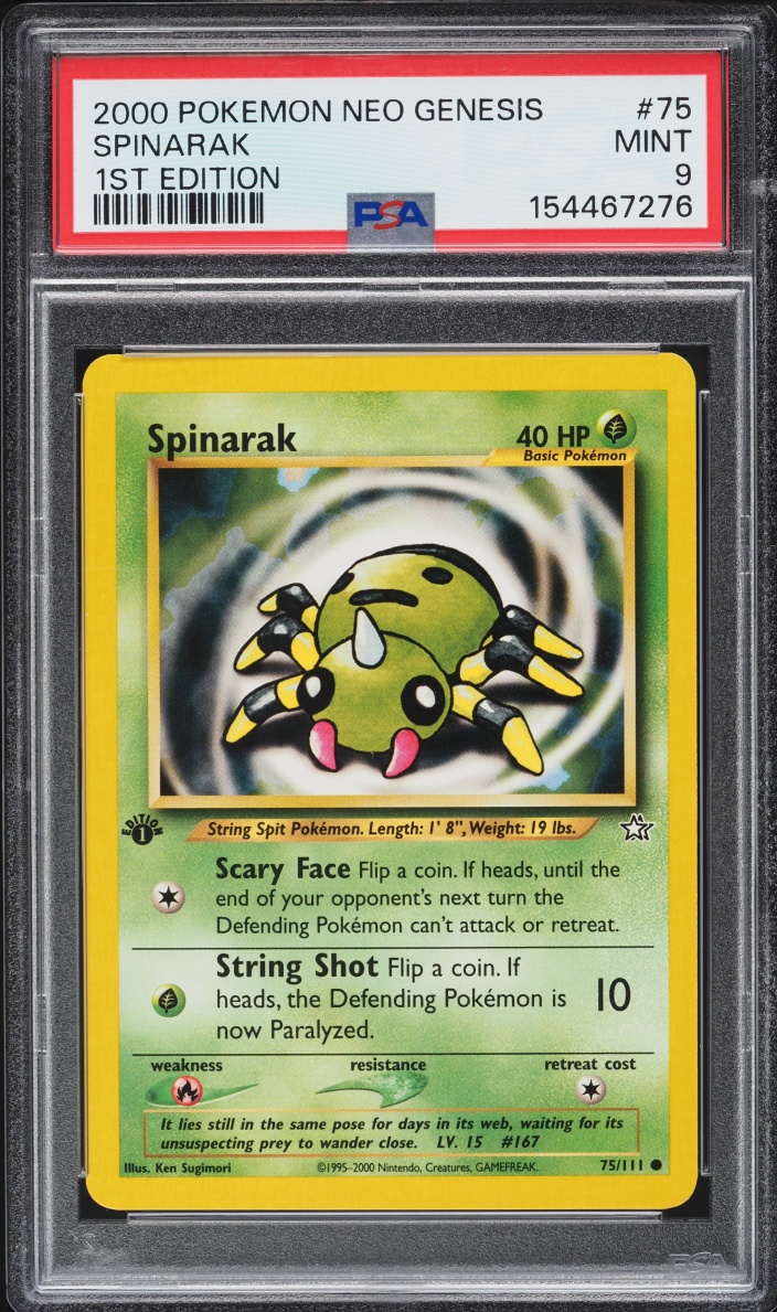 2000 Pokemon Neo Genesis 1st Edition Spinarak #75 PSA 9 MINT