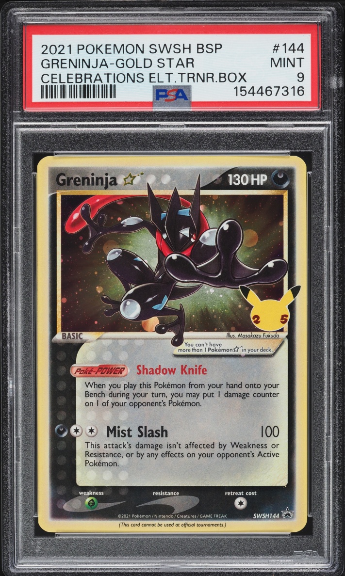 2021 Pokemon SWSH Black Star Promo Celebrations Holo Greninja Gold Star #SWSH144 PSA 9 MINT