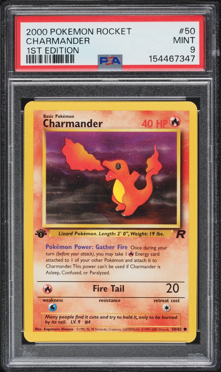 2000 Pokemon Team Rocket 1st Edition Charmander #50 PSA 9 MINT