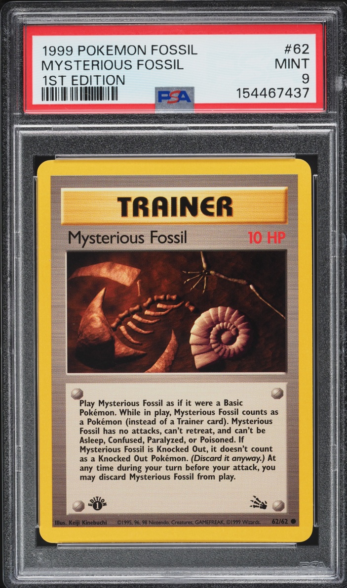 1999 Pokemon Fossil 1st Edition Mysterious Fossil #62 PSA 9 MINT