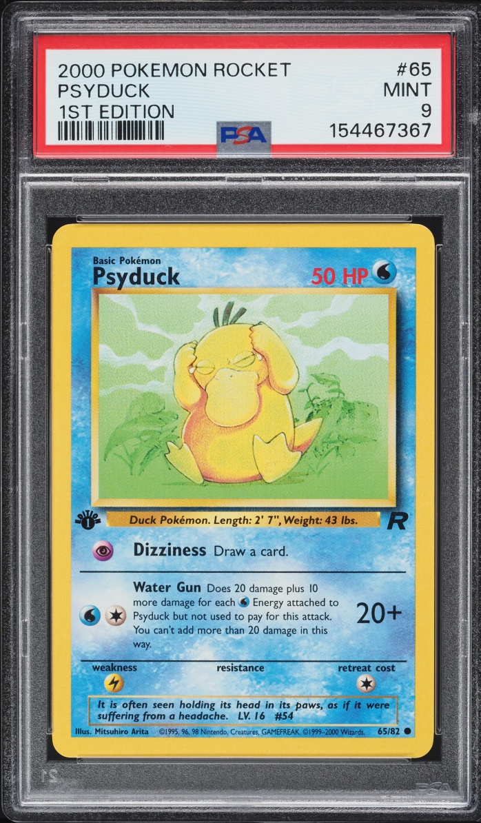 2000 Pokemon Team Rocket 1st Edition Psyduck #65 PSA 9 MINT