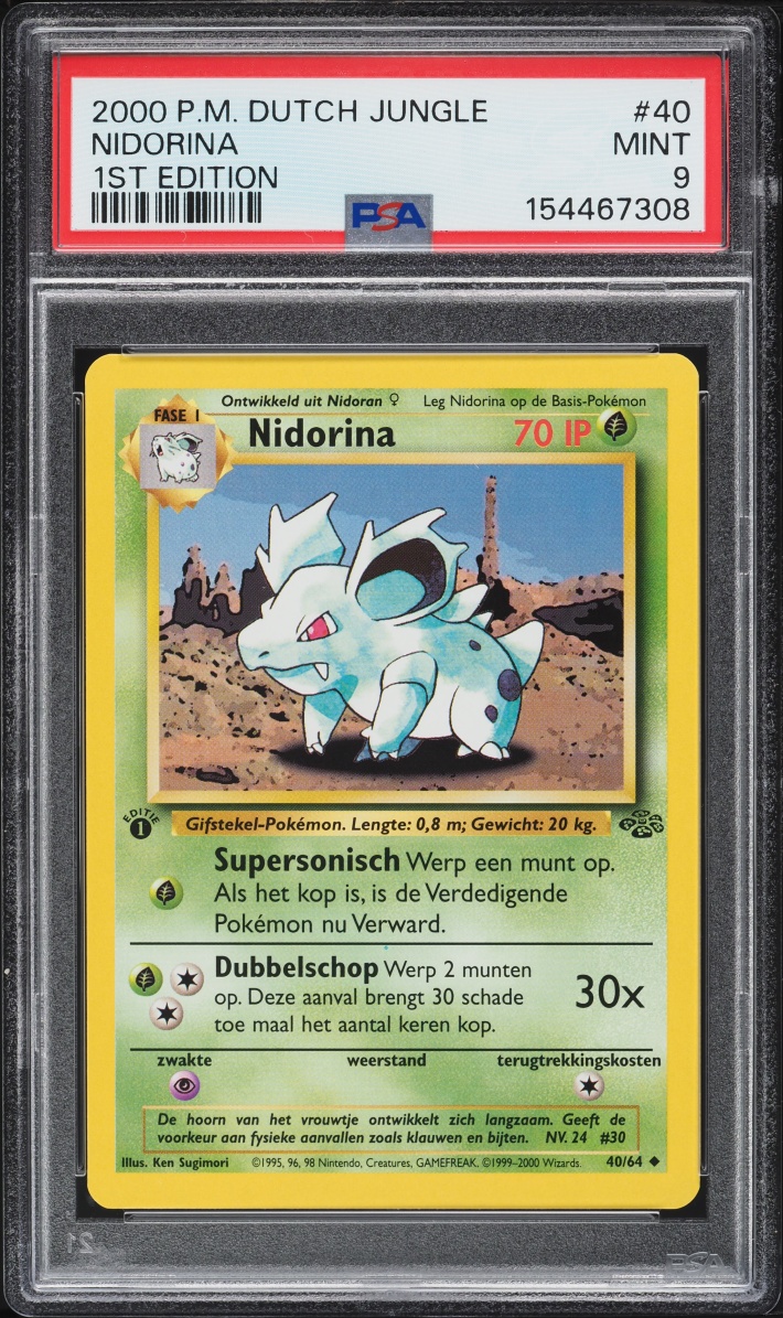 2000 Pokemon Dutch Jungle 1st Edition Nidorina #40 PSA 9 MINT