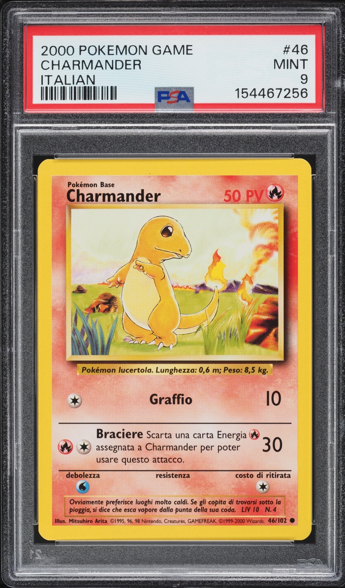 2000 Pokemon Italian Base Set Charmander #46 PSA 9 MINT