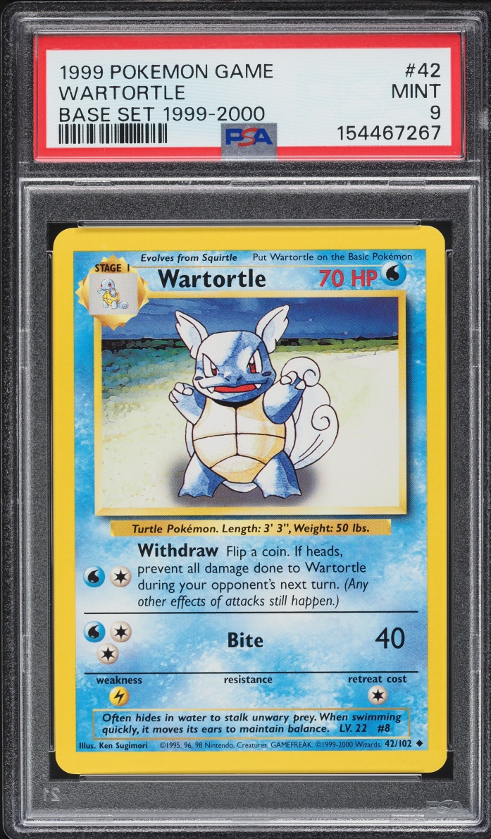 1999-2000 Pokemon Base Set Wartortle #42 PSA 9 MINT