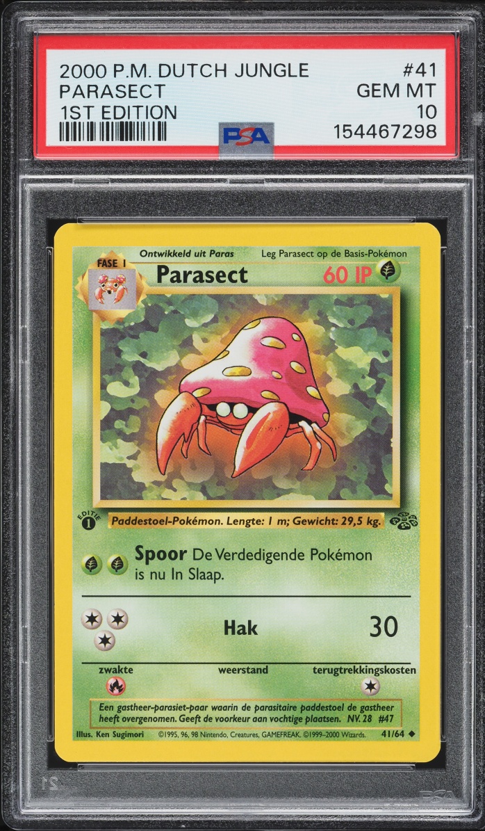 2000 Pokemon Dutch Jungle 1st Edition Parasect #41 PSA 10 GEM MINT