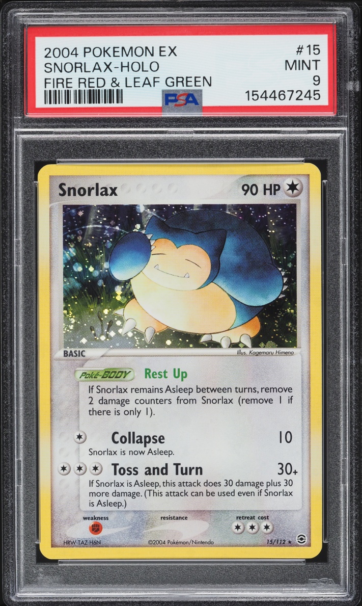 2004 Pokemon EX Fire Red & Leaf Green Holo Snorlax #15 PSA 9 MINT