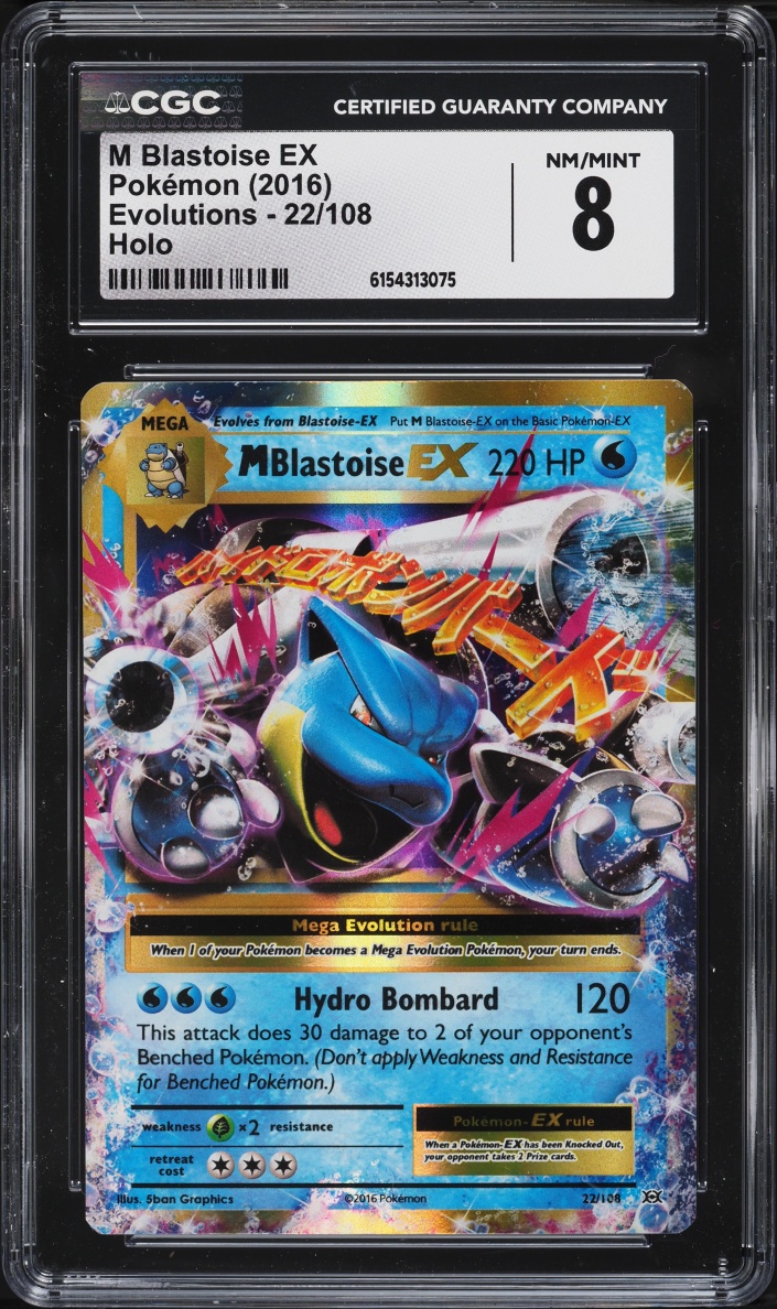 2016 Pokemon XY Evolutions Holo M Blastoise EX #22 CGC 8 NM-MT