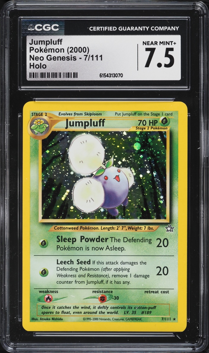 2000 Pokemon Neo Genesis Holo Jumpluff #7 CGC 7.5 NRMT+