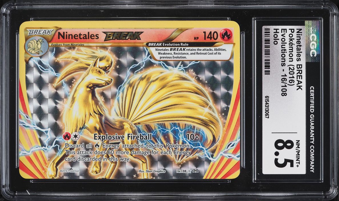 2016 Pokemon XY Evolutions Holo Ninetales BREAK #16 CGC 8.5 NM-MT+