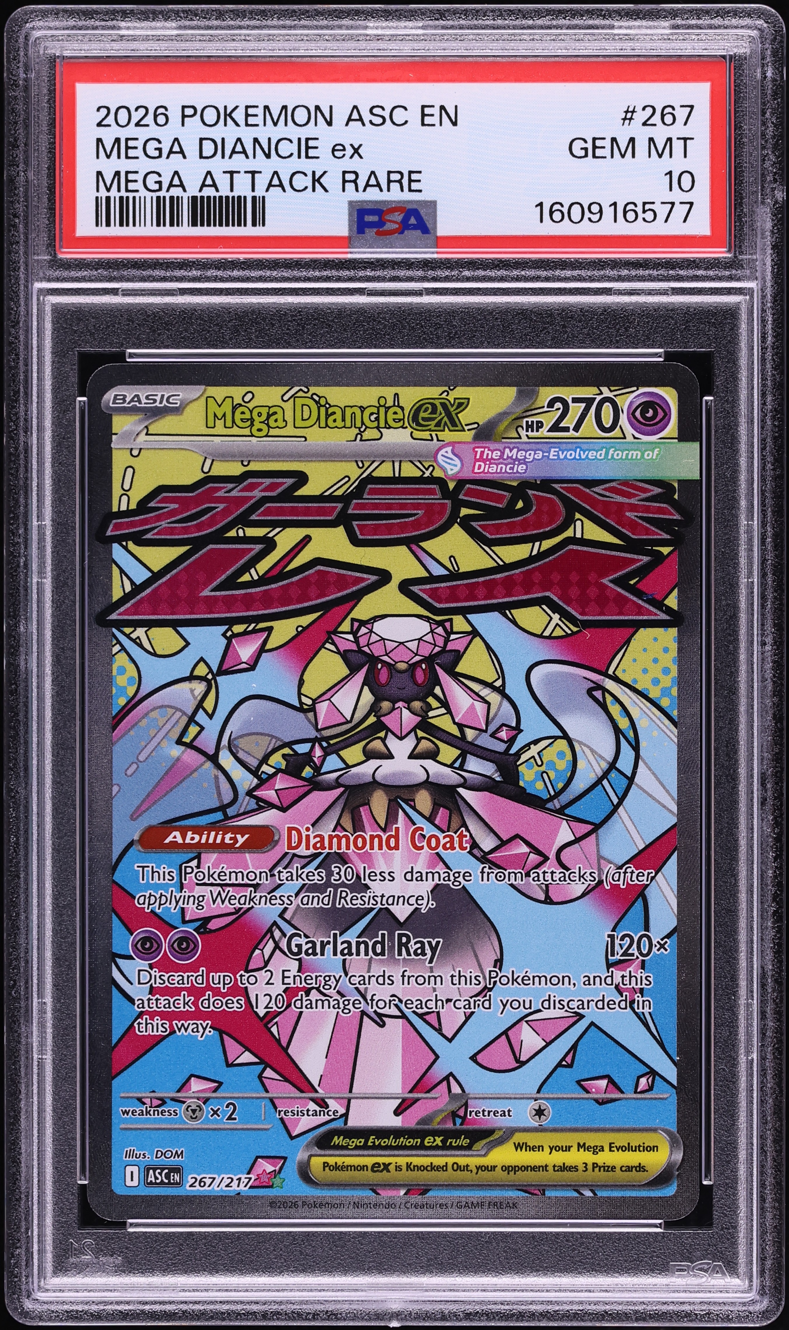 2026 Pokemon Mega Evolution Ascended Heroes MA Mega Diancie ex #267 PSA 10 GEM MINT