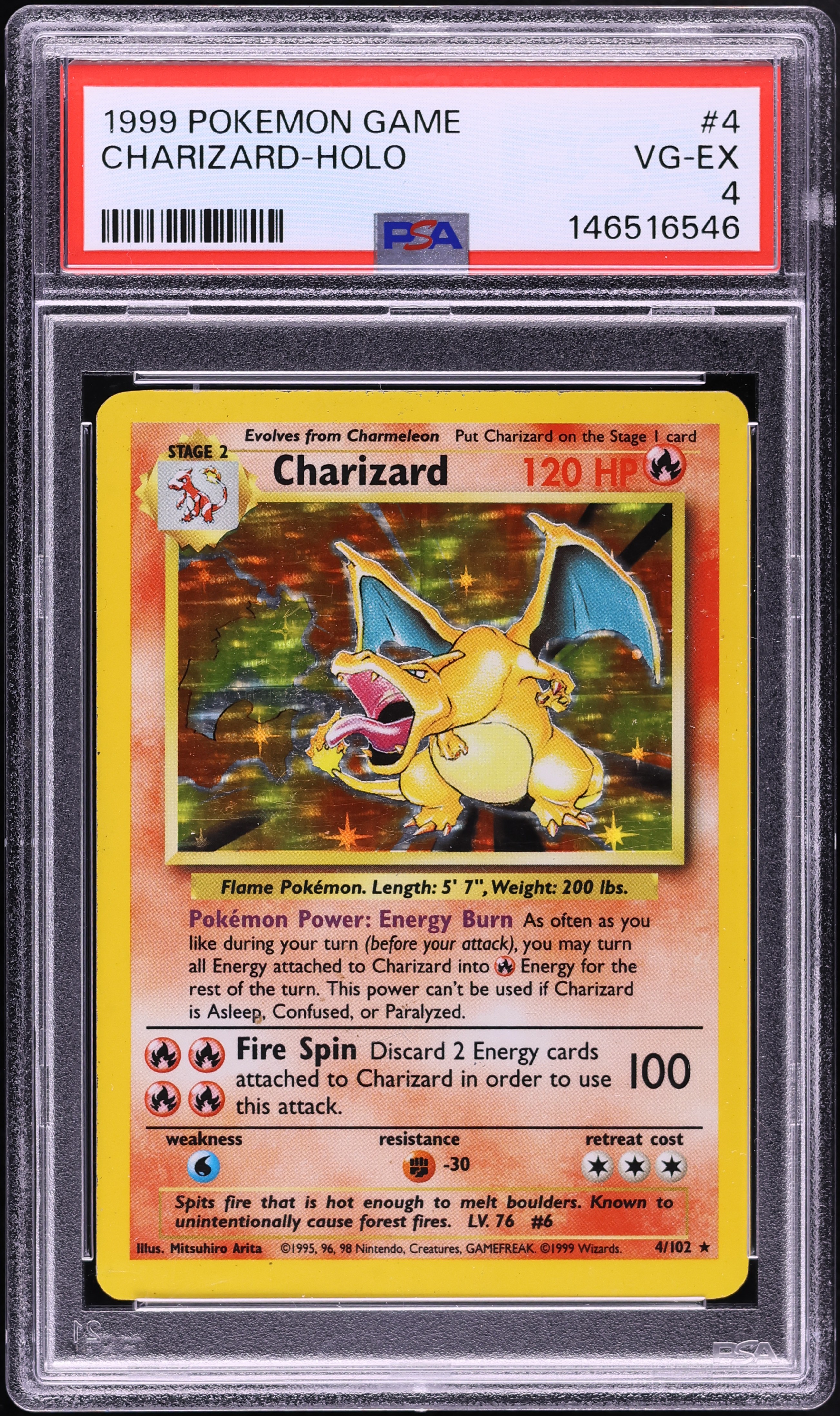 1999 Pokemon Base Set Holo Charizard #4 PSA 4 VGEX