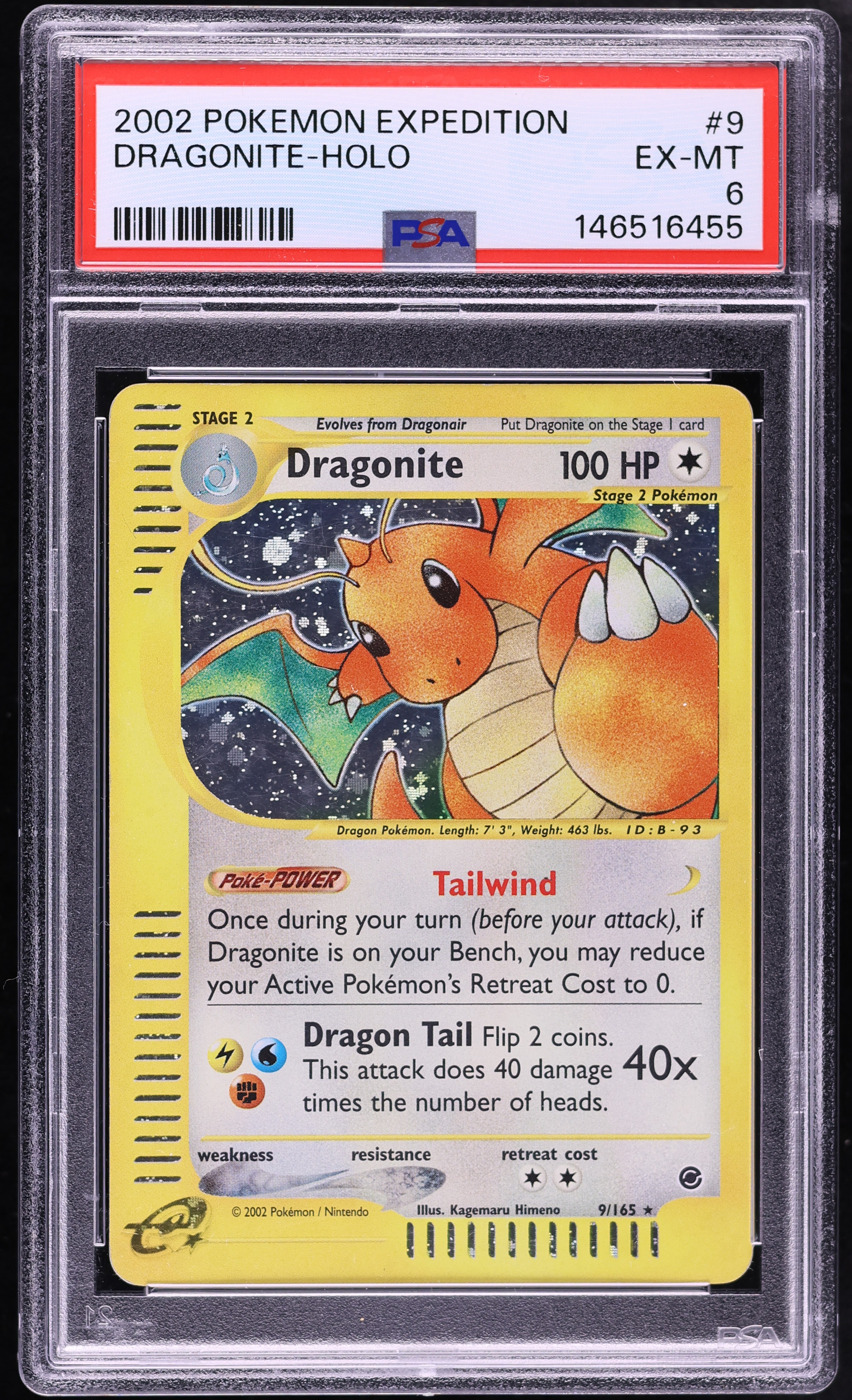 2002 Pokemon Expedition Holo Dragonite #9 PSA 6 EXMT