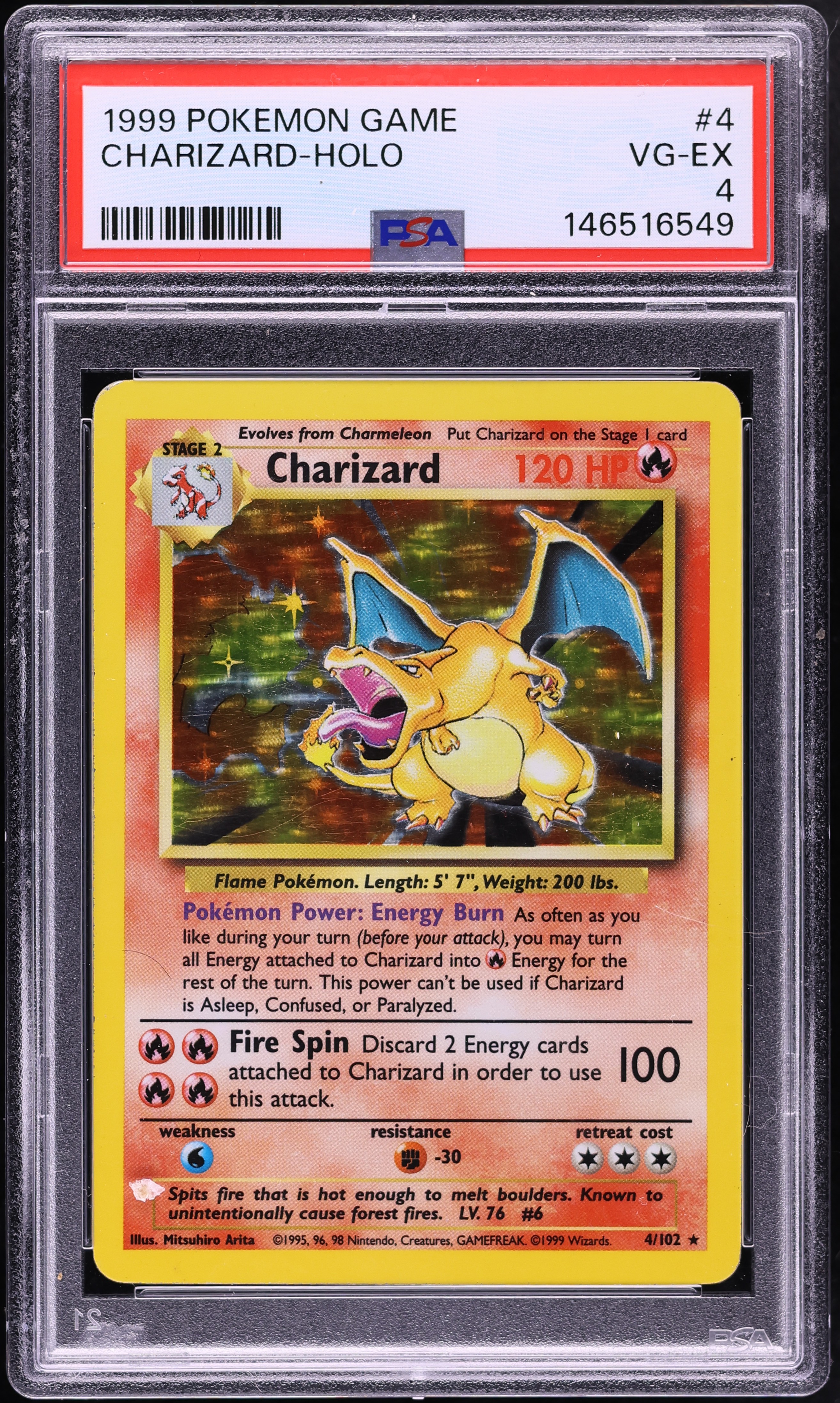 1999 Pokemon Base Set Holo Charizard #4 PSA 4 VGEX