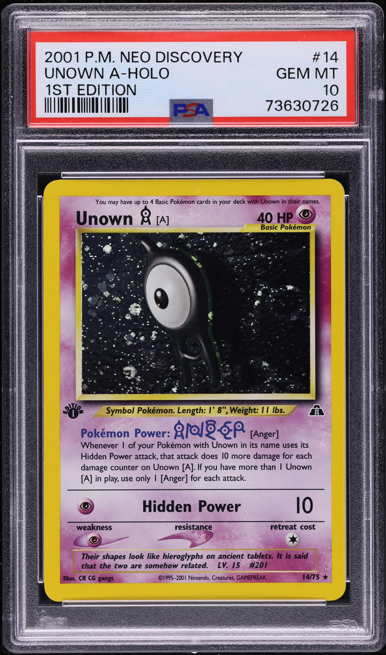 2001 Pokemon Neo Discovery 1st Edition Holo Unown A #14 PSA 10 GEM MINT