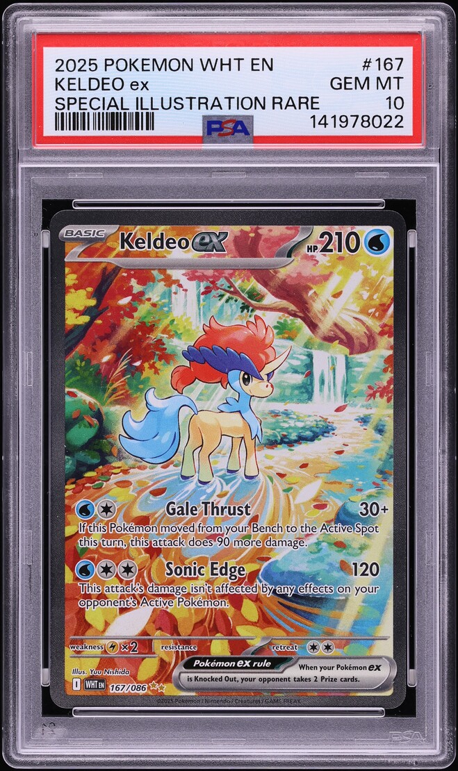 2025 Pokemon Scarlet & Violet White Flare SIR Keldeo ex #167 PSA 10 GEM MINT