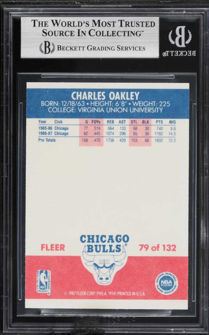 1987 Fleer Basketball Charles Oakley #79 BGS 8.5 NM-MT+