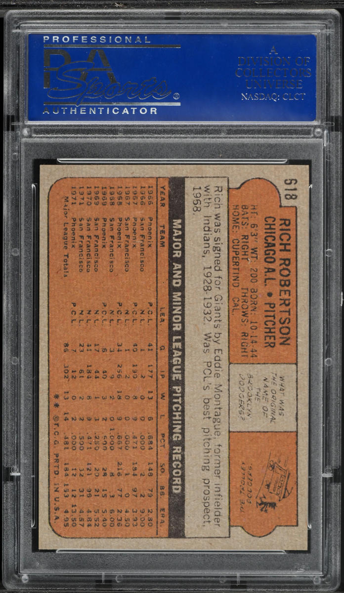 1972 Topps Rich Robertson #618 PSA 9 MINT