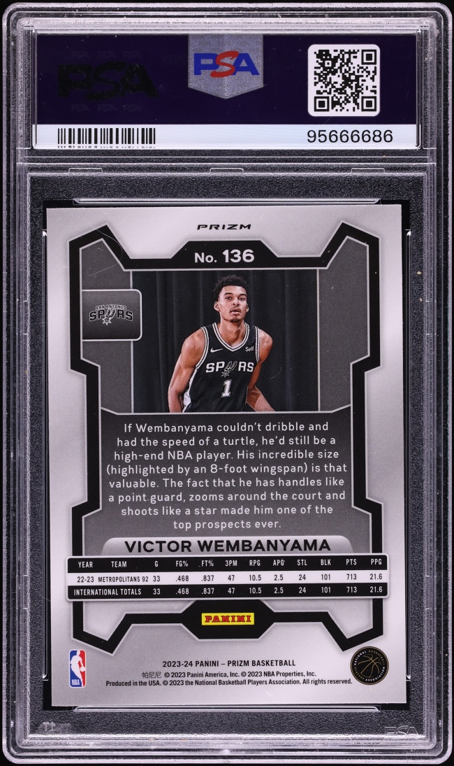 2023 Panini Prizm Pink Ice Victor Wembanyama ROOKIE #136 PSA 10 GEM MINT