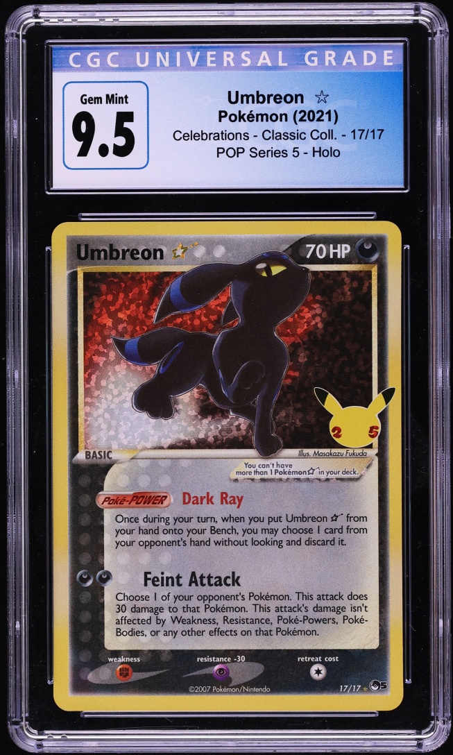 2021 Pokemon SWSH Celebrations Classic Holo Umbreon Gold Star #17 CGC 9.5 GEM MINT