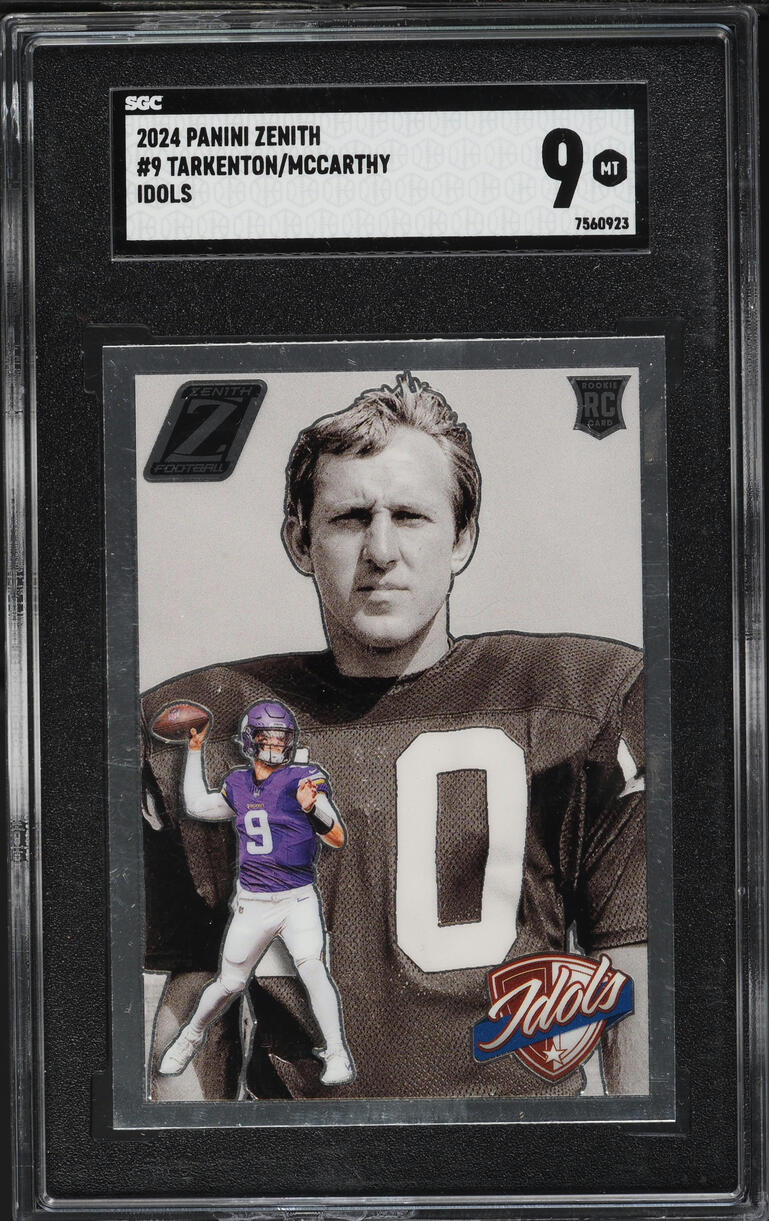 2024 Panini Zenith Idols Fran Tarkenton J.J. McCarthy ROOKIE #9 SGC 9 MINT