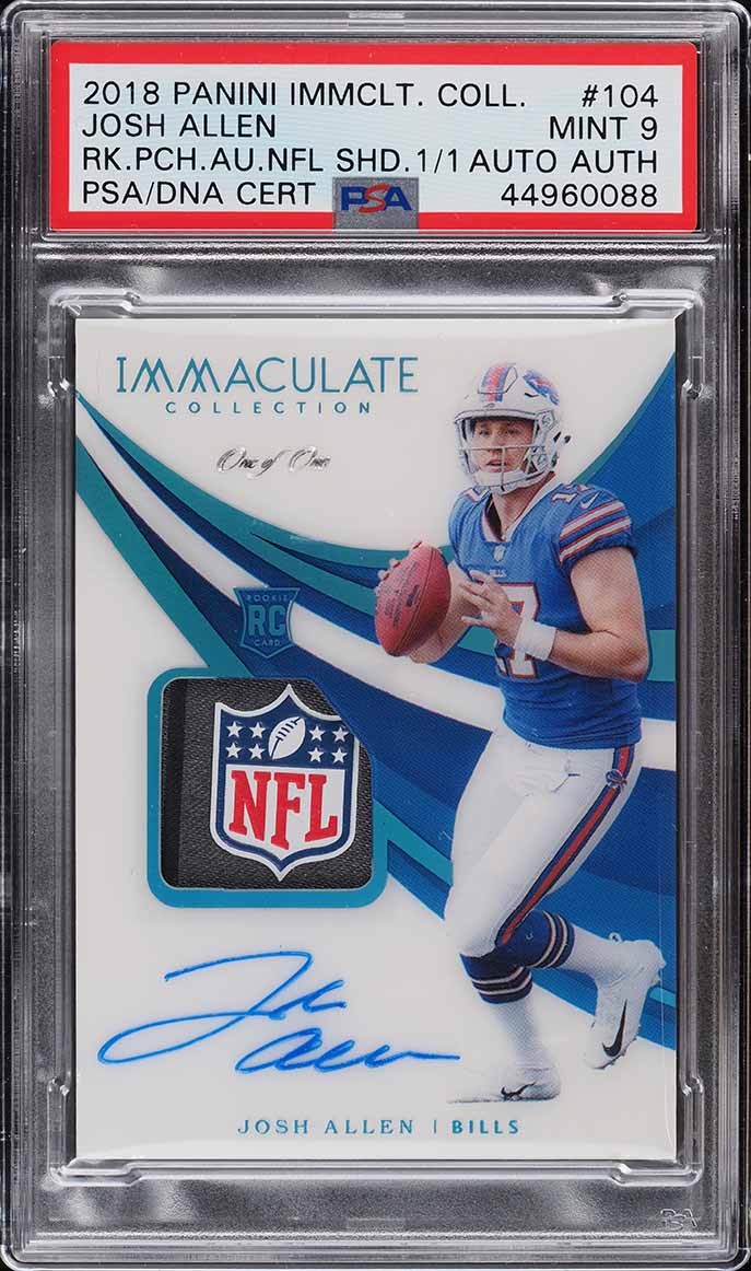 2018 Immaculate Collection NFL Shield Josh Allen ROOKIE PATCH AUTO 1/1 PSA 9