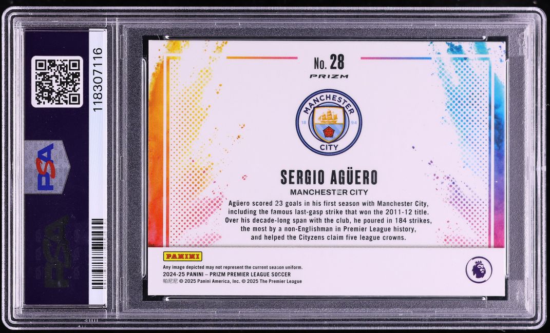 2024 Panini Prizm Premier League Color Blast Sergio Aguero #28 PSA 10 GEM MINT