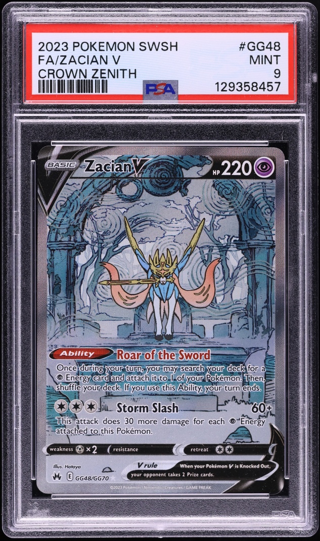 2023 Pokemon Sword & Shield Crown Zenith Full Art Zacian V #GG48 PSA 9 MINT