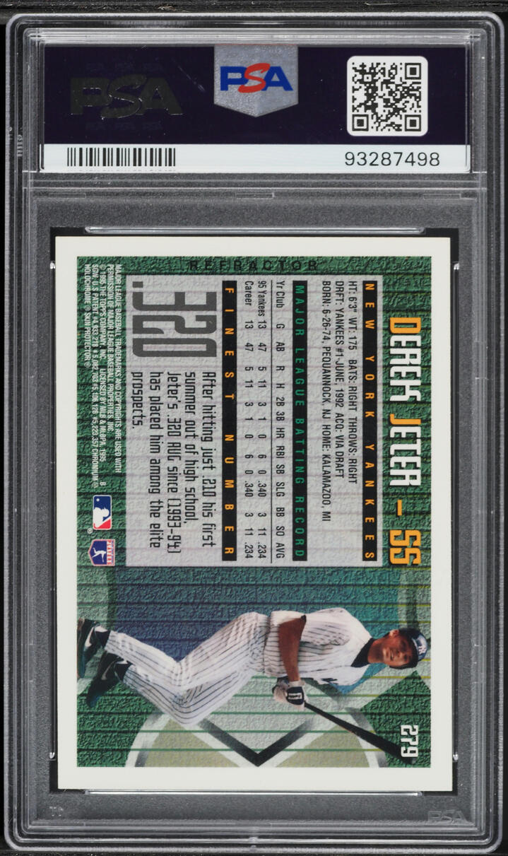 1995 Finest Refractor w/ Coating Derek Jeter ROOKIE #279 PSA 8 NM-MT