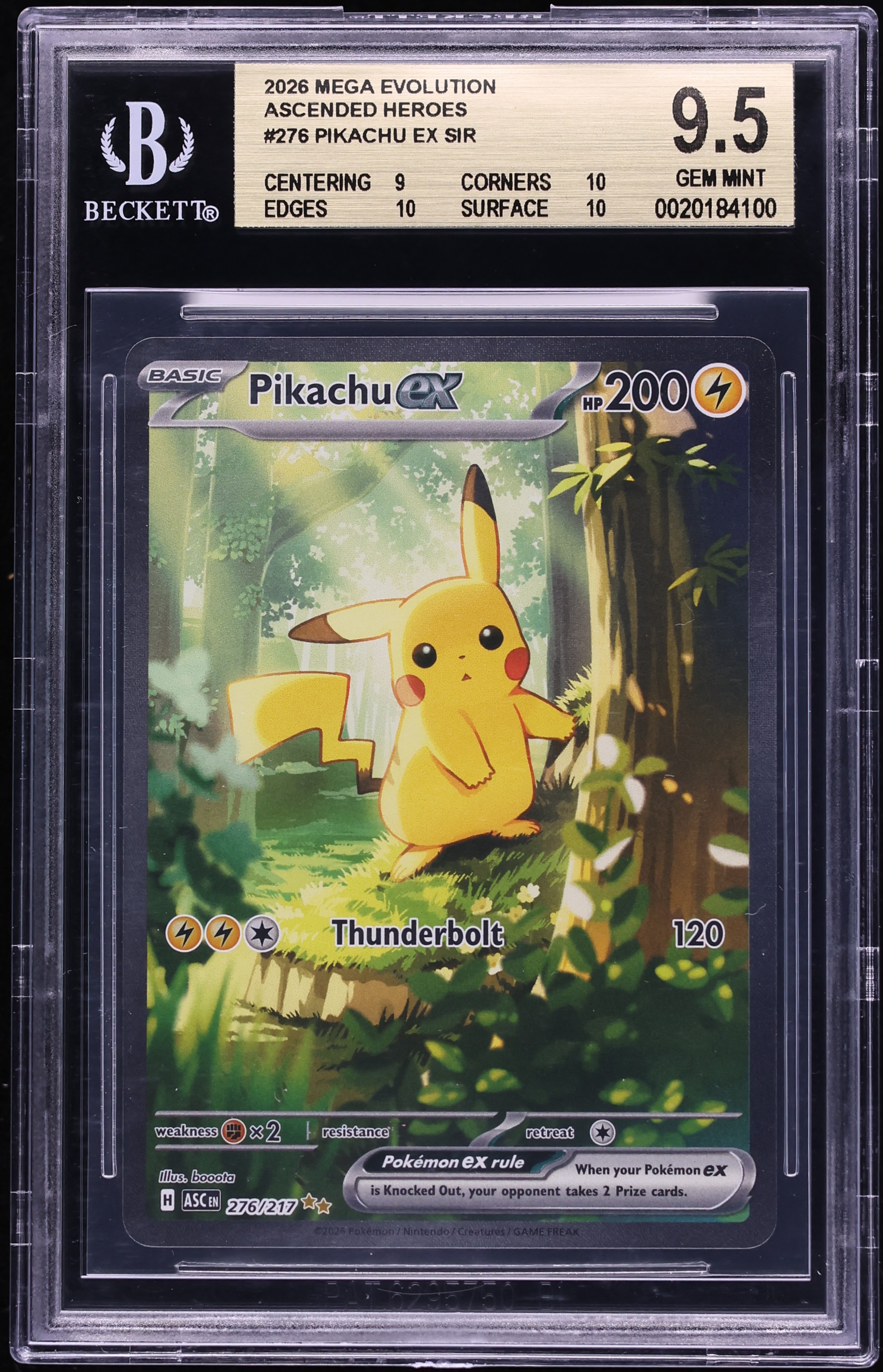 2026 Pokemon Mega Evolution Ascended Heroes SIR Pikachu ex #276 BGS 9.5 GEM MINT