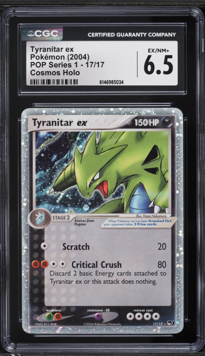 2004 Pokemon POP Series 1 Cosmos Holo Tyranitar ex #17 CGC 6.5 EXMT+
