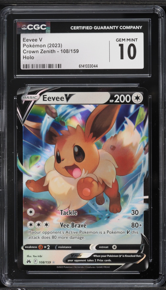 2023 Pokemon Sword & Shield Crown Zenith Full Art Eevee V #108 CGC 10 GEM MINT
