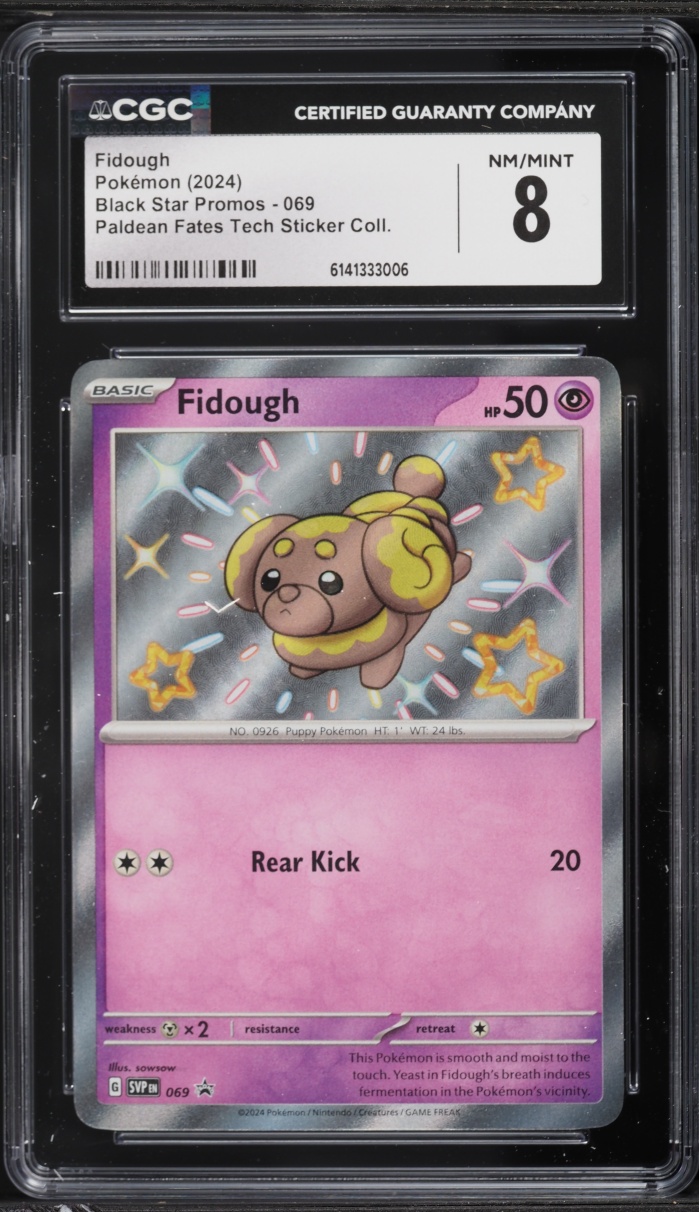2024 Pokemon SV Promo Paldean Fates Tech Sticker Collection Fidough #69 CGC 8 NM-MT
