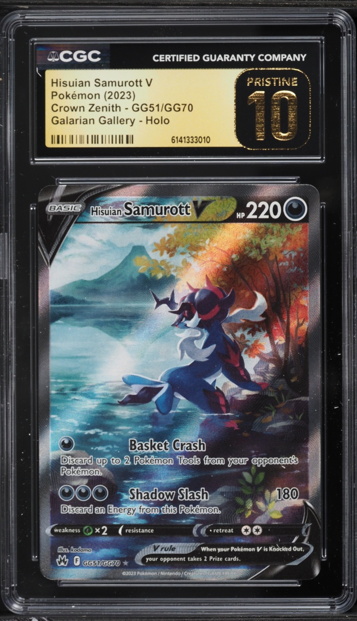 2023 Pokemon Sword & Shield Crown Zenith Alt Art Hisuian Samurott V #GG51 CGC 10 PRISTINE