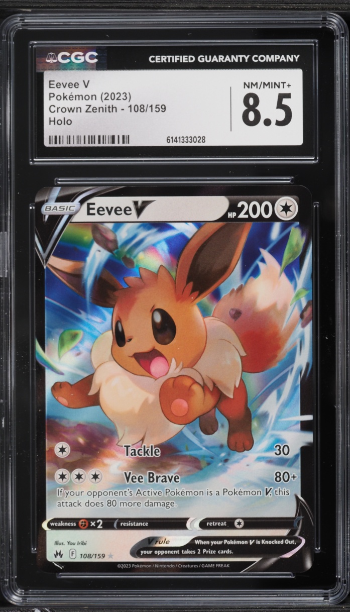 2023 Pokemon Sword & Shield Crown Zenith Full Art Eevee V #108 CGC 8.5 NM-MT+
