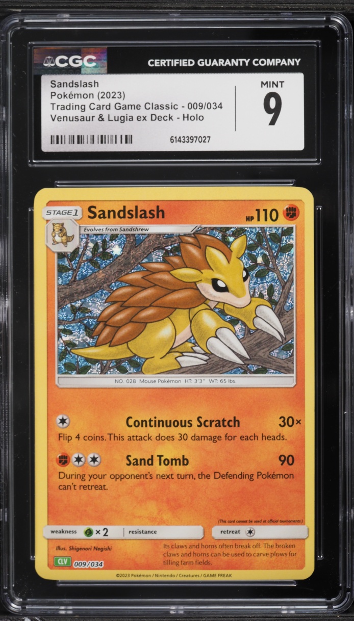 2023 Pokemon TCG Classic Collection Holo Sandslash #9 CGC 9 MINT