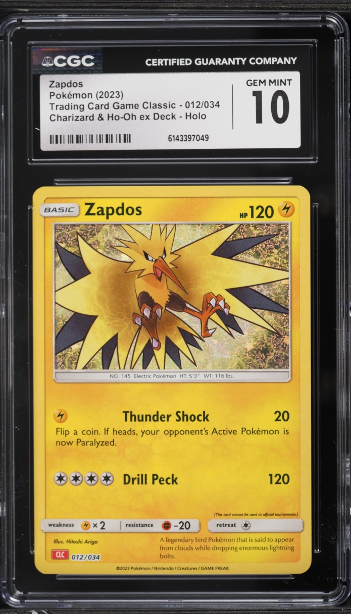 2023 Pokemon TCG Classic Collection Holo Zapdos #12 CGC 10 GEM MINT
