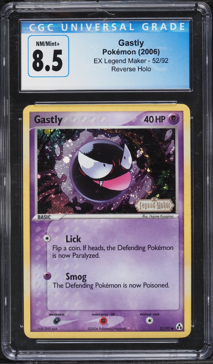 2006 Pokemon EX Legend Maker Reverse Holo Gastly #52 CGC 8.5 NM-MT+