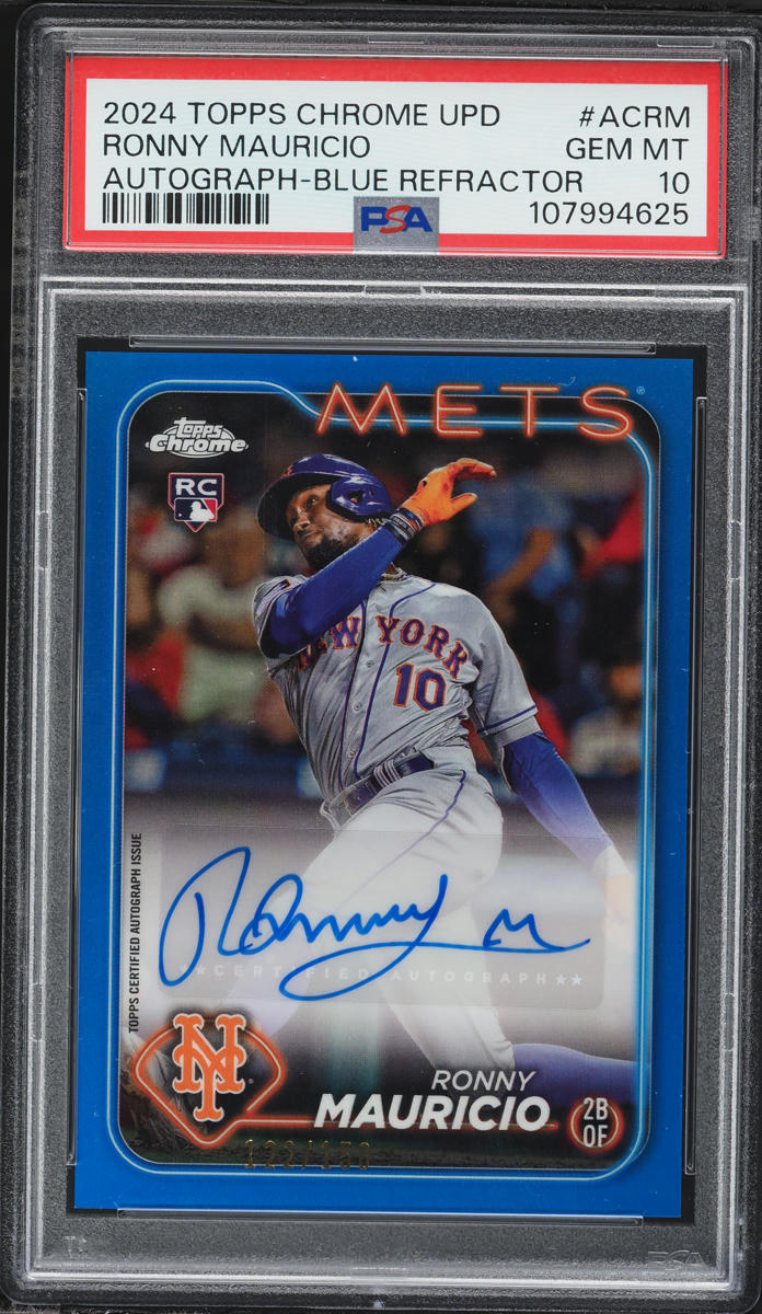 2024 Topps Chrome Update Blue Refractor Ronny Mauricio ROOKIE AUTO /150 #AC-RM PSA 10 GEM MINT