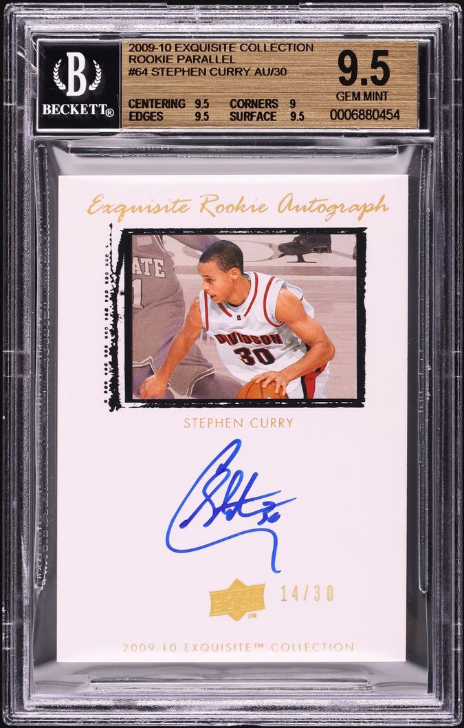 2009 Exquisite Collection Parallel Stephen Curry ROOKIE AUTO /30 #64 BGS 9.5 GEM MINT