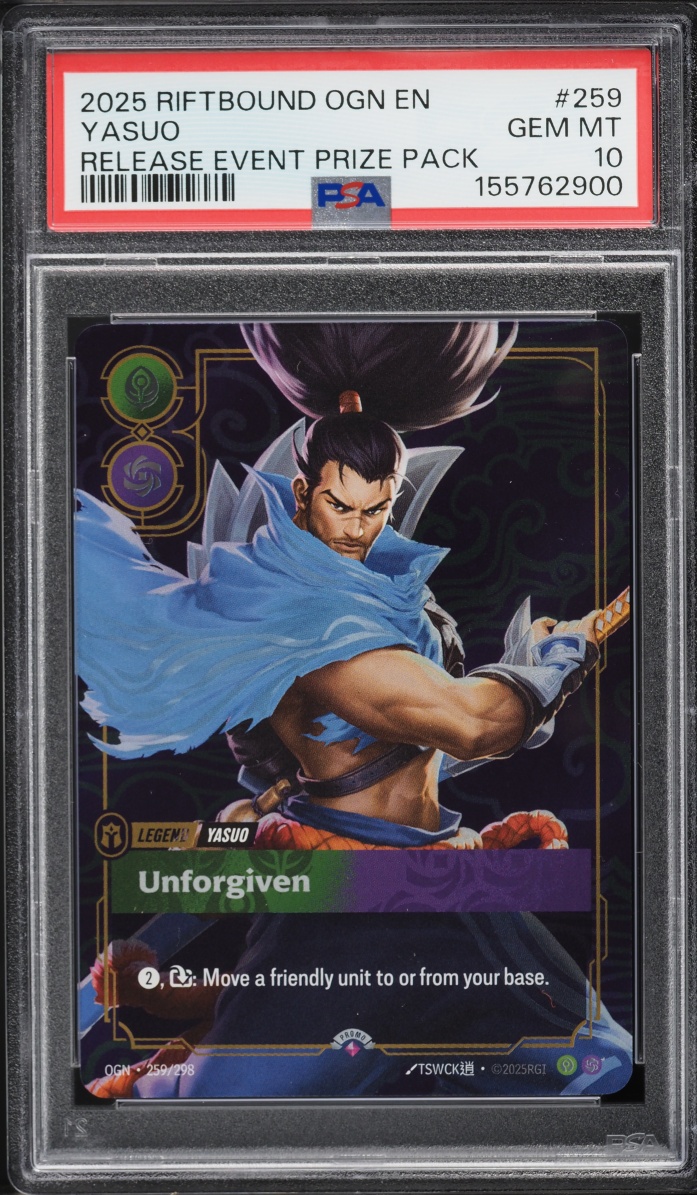 2025 Riftbound League Of Legends LoL Origins Release Event Prize Pack Yasuo #259 PSA 10 GEM