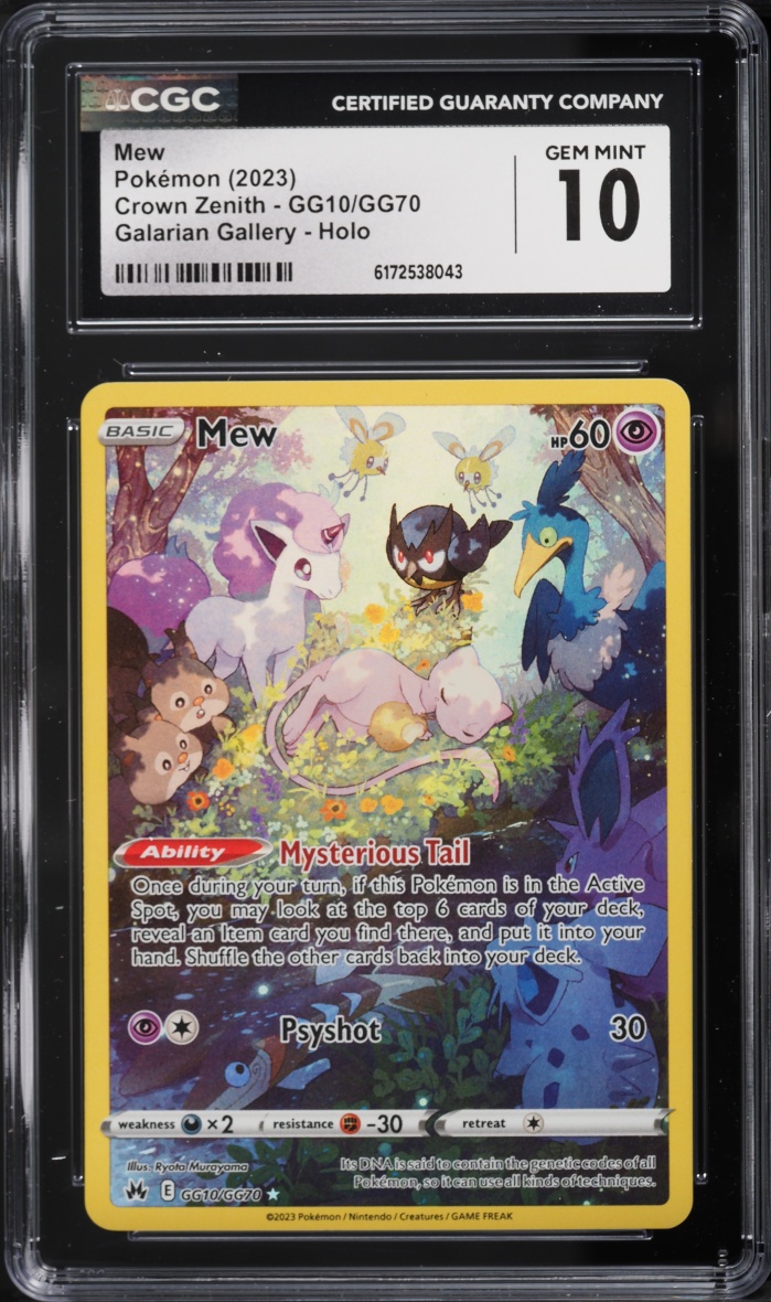 2023 Pokemon Sword & Shield Crown Zenith Galarian Gallery Full Art Mew #GG10 CGC 10 GEM MINT