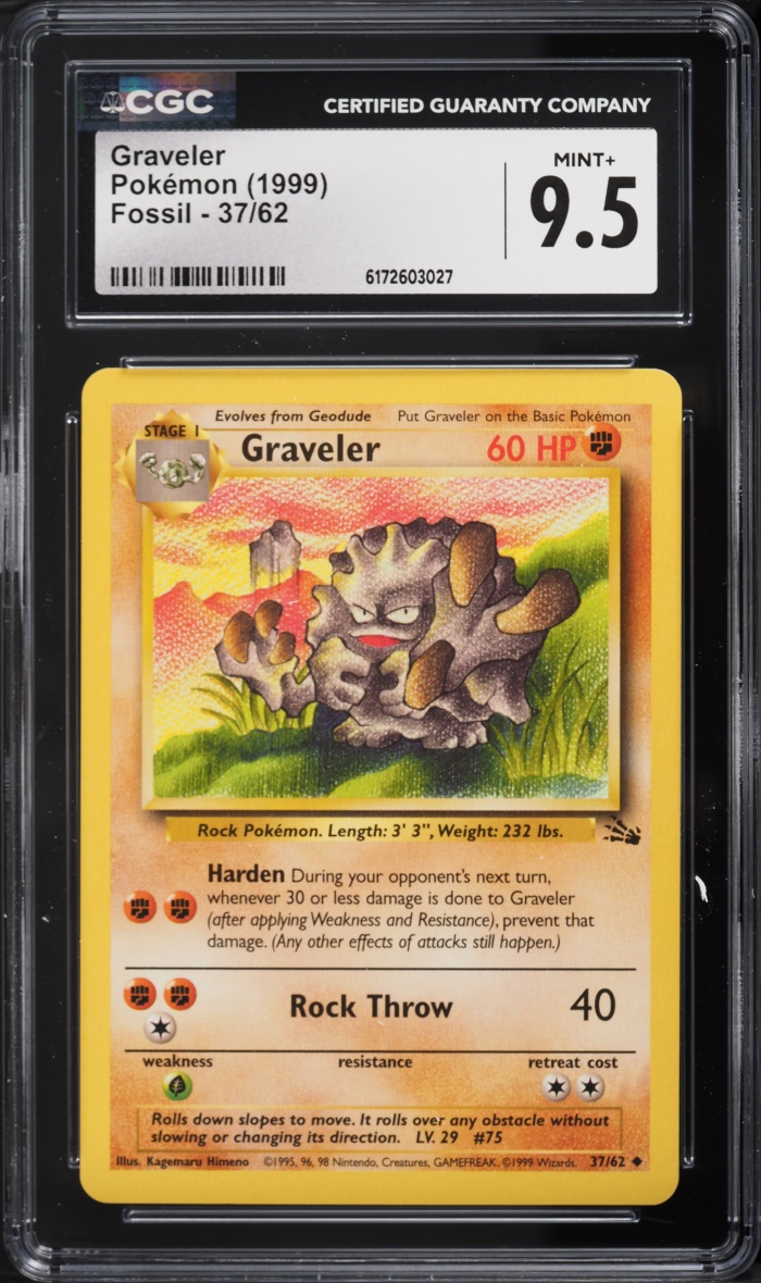 1999 Pokemon Fossil Graveler #37 CGC 9.5 MINT+