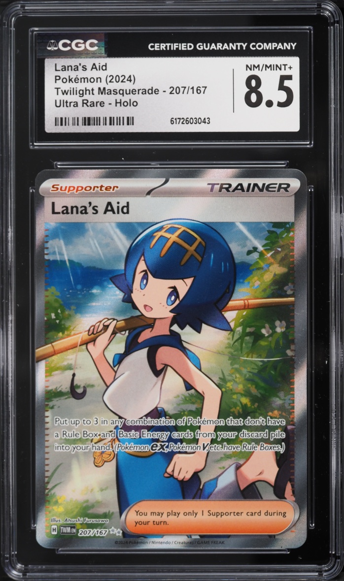2024 Pokemon Scarlet & Violet Twilight Masquerade Full Art Lana's Aid #207 CGC 8.5 NM-MT+